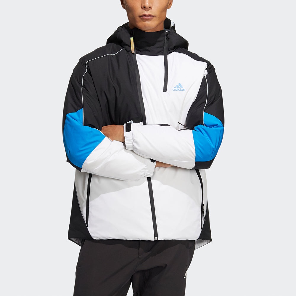 adidas Winter Down Jkt Colorblock Splicing Sports hooded With Down Feather Jacket White HC0280 - 2