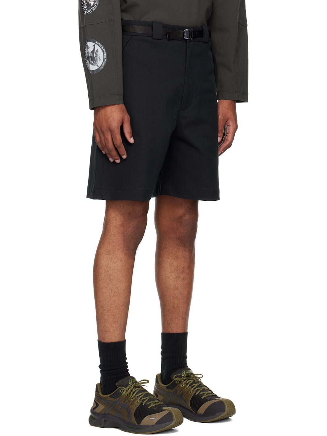Black Buckle Chino Shorts - 2