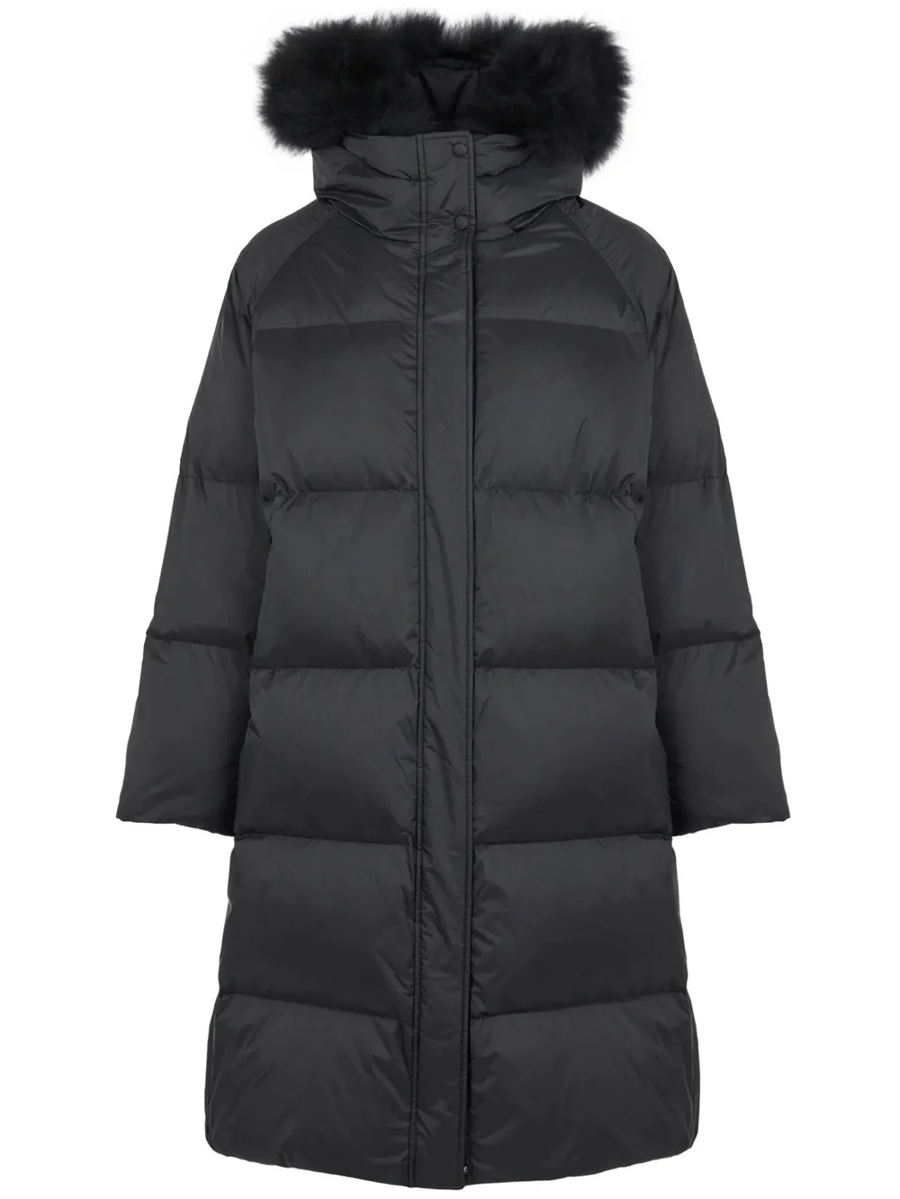 Long down jacket in waterproof technical fabric with lambswool finishes - 1
