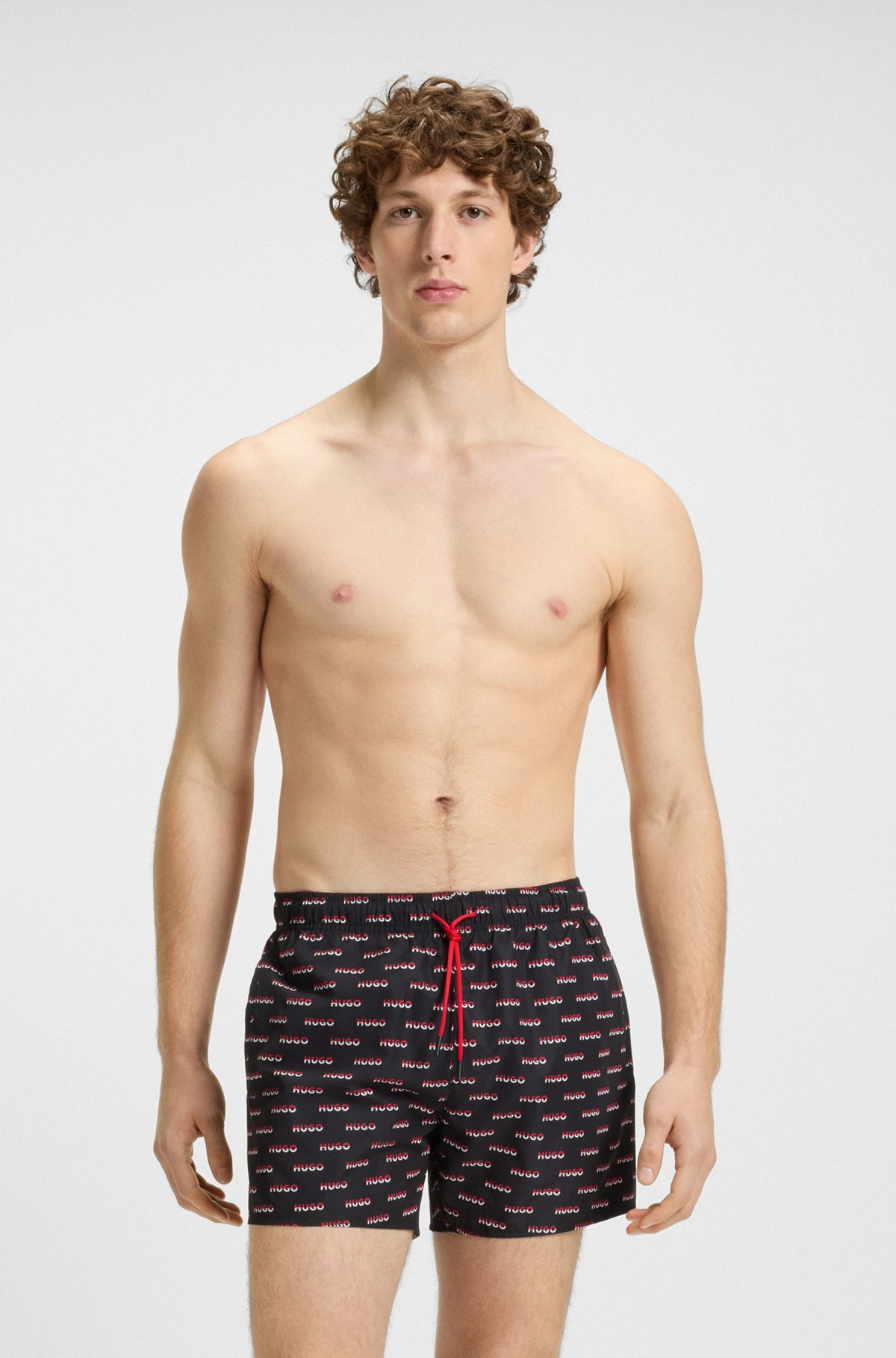 SWIM SHORTS WITH ALL-OVER SPLIT-LOGO PRINT - 2