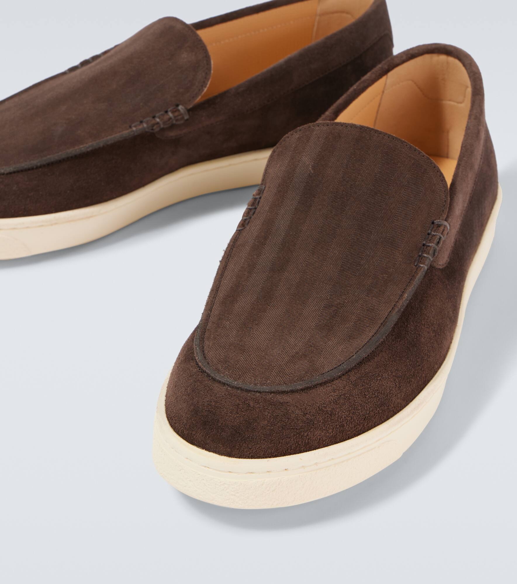 Herringbone suede loafers - 3
