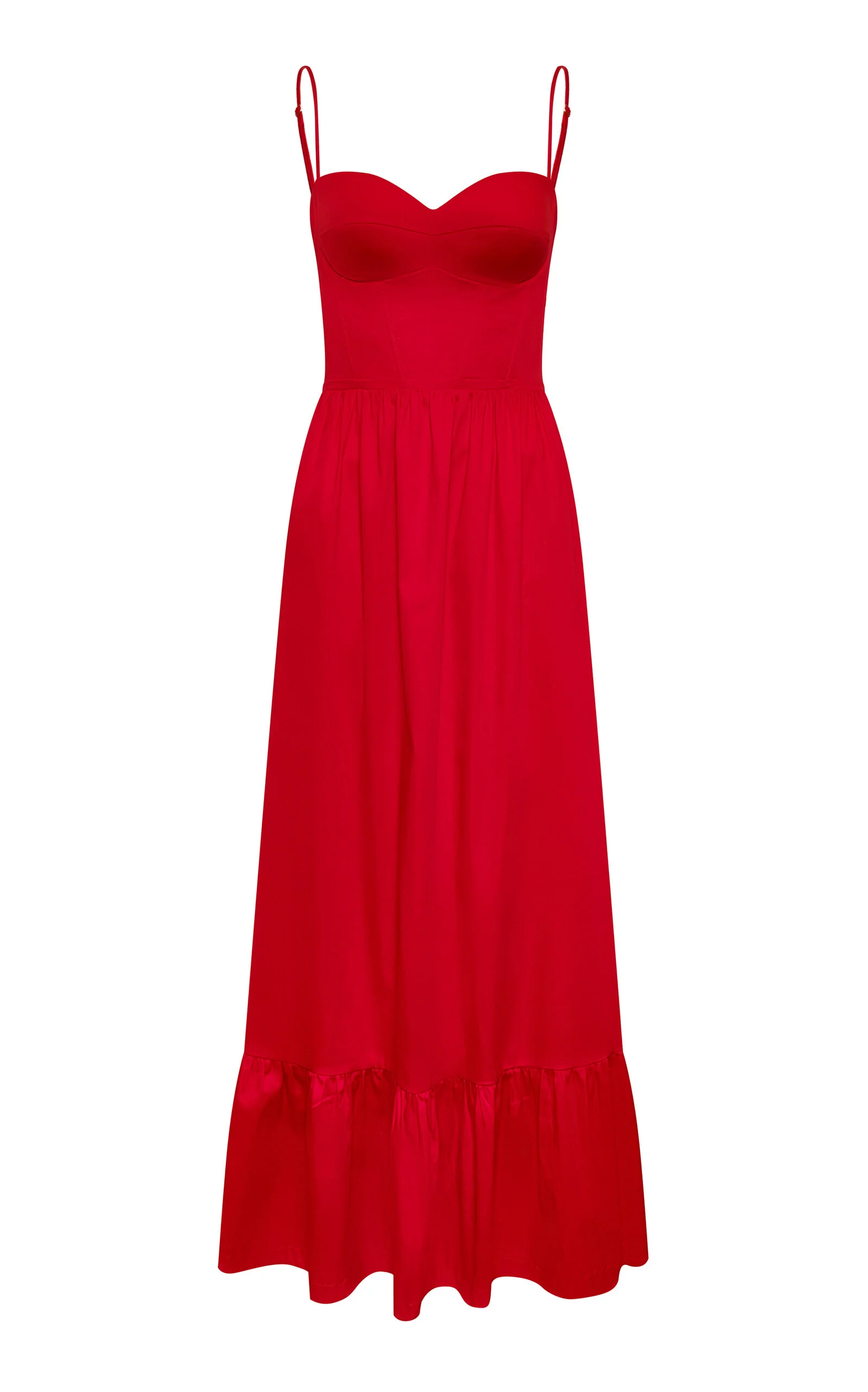 Conocerte Bustier Cotton Maxi Dress red - 1