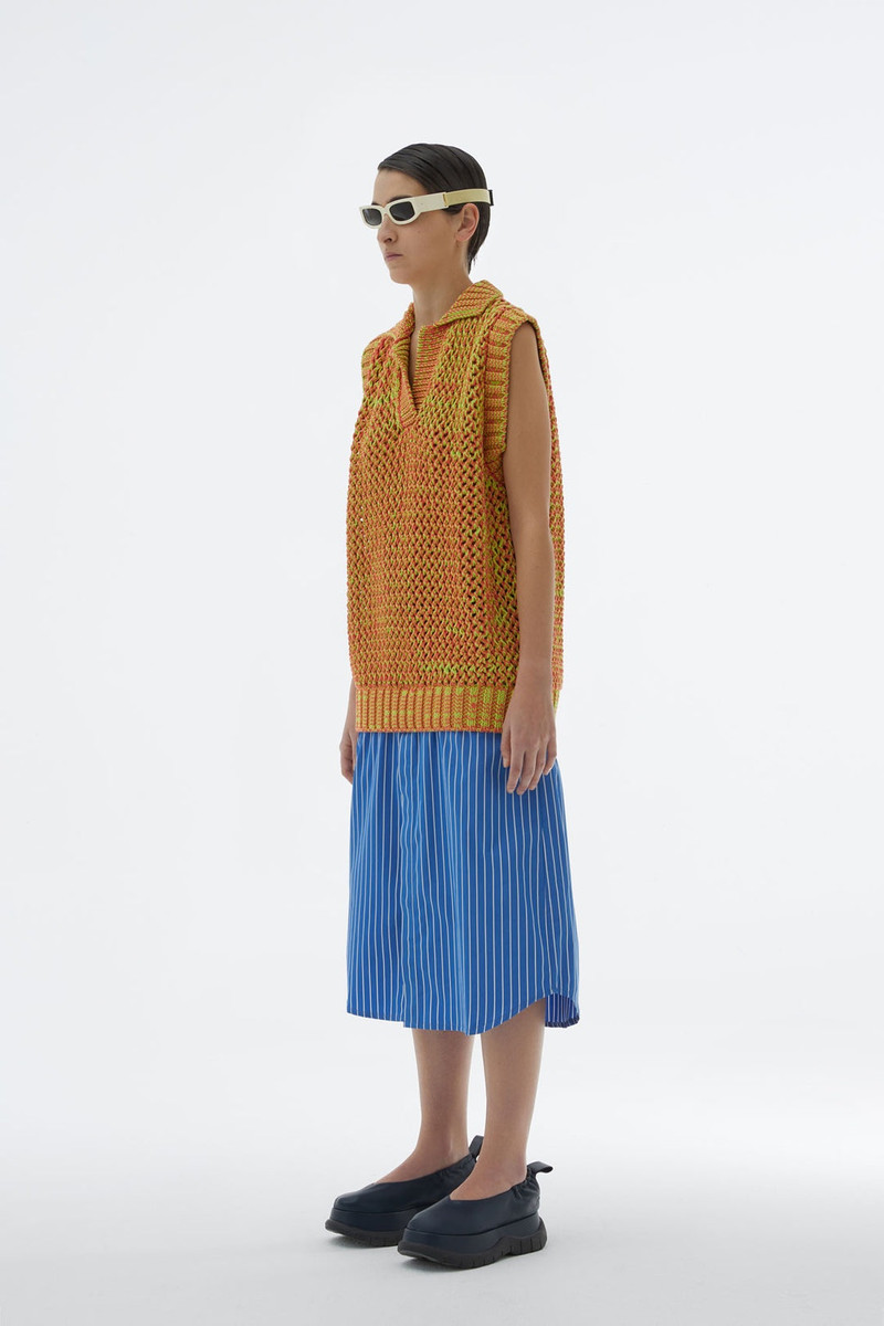 ORANGE & AZURE KNIT POLO DRESS 1