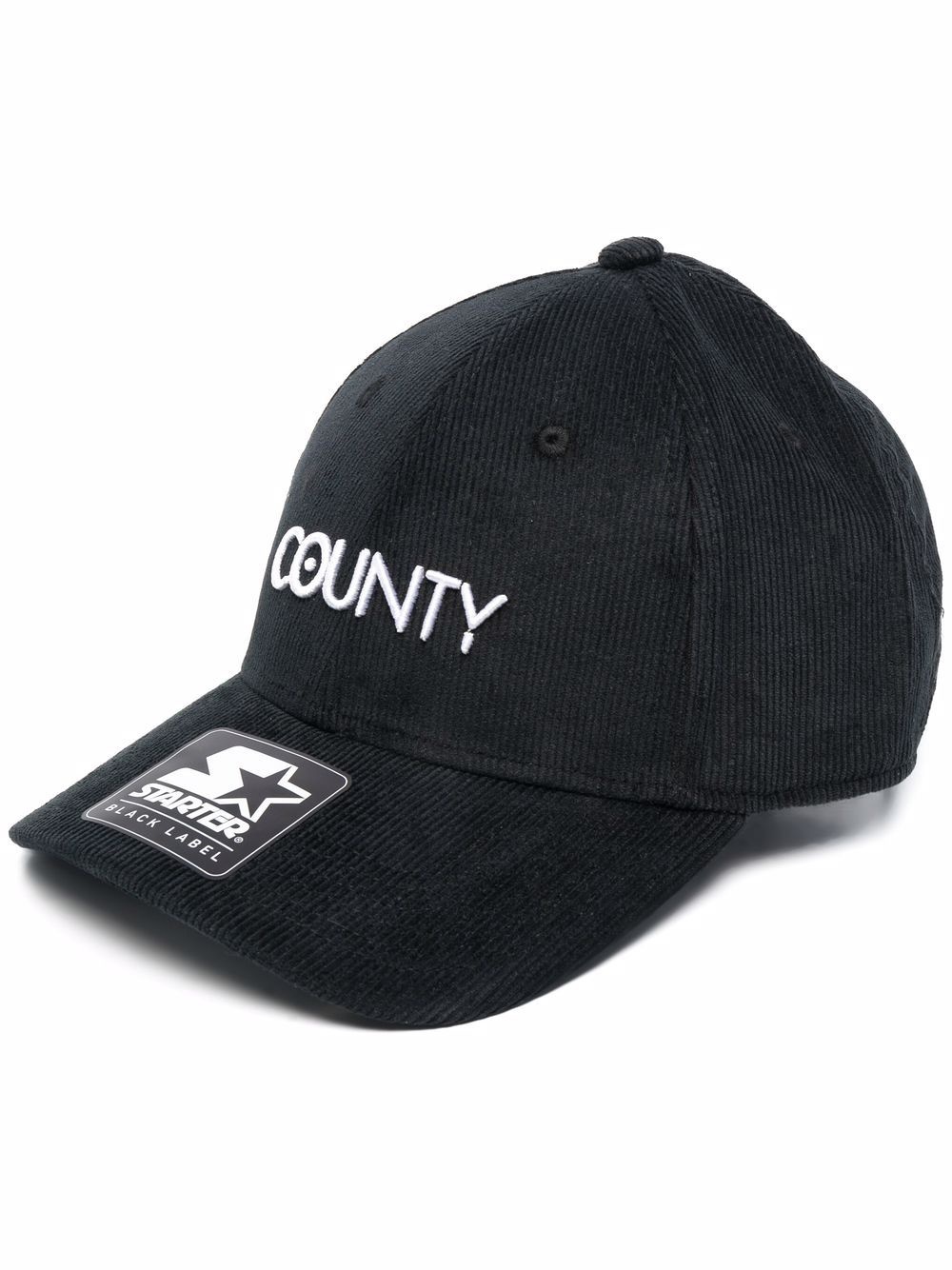 embroidered-logo corduroy cap - 1