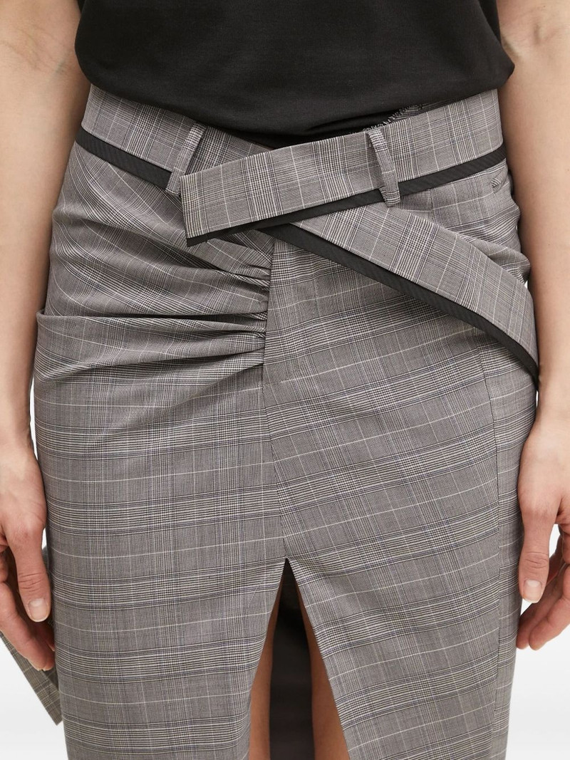 belted check-print skirt 5