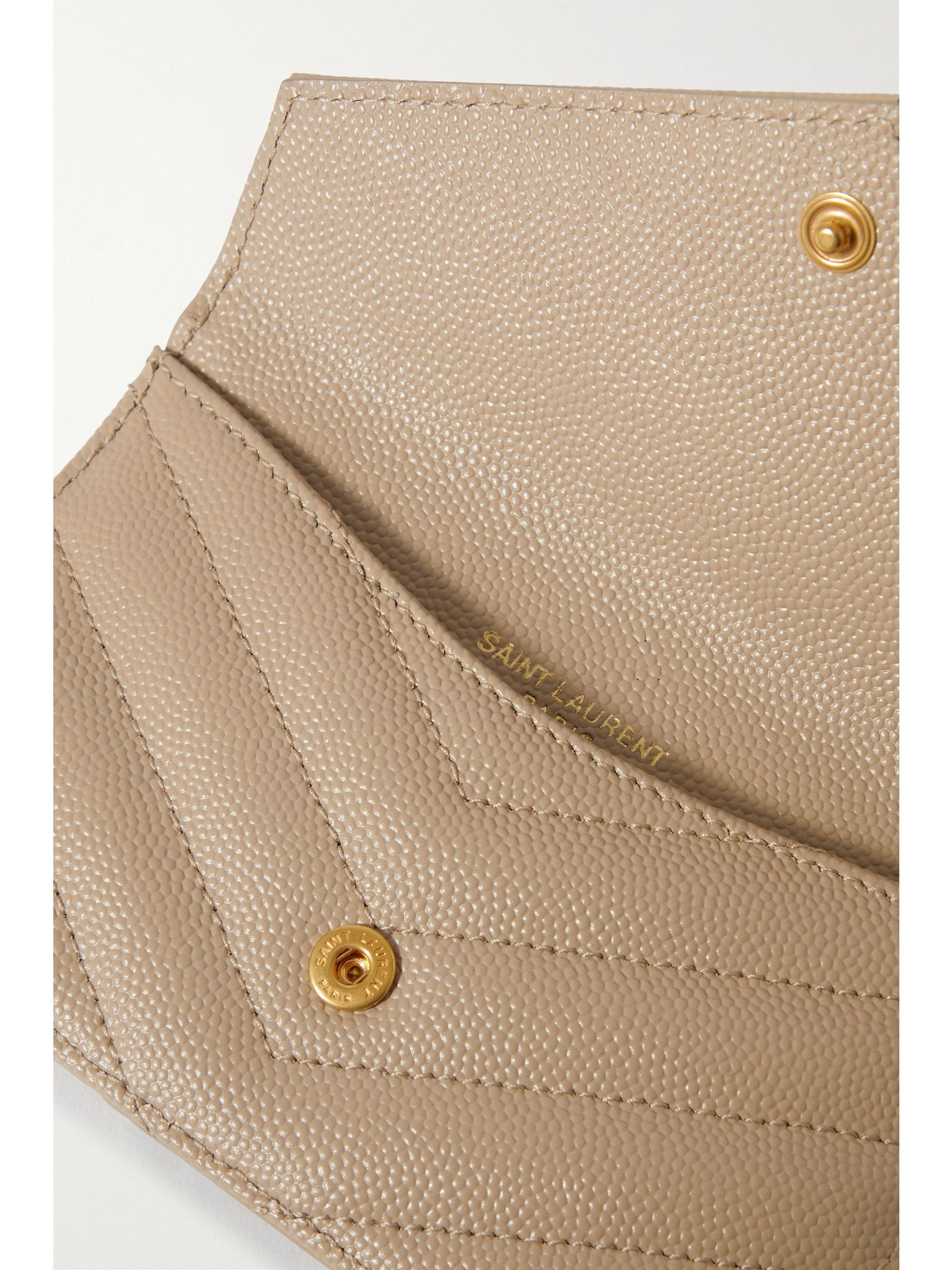 Cassandre quilted textured-leather wallet Beige - 5