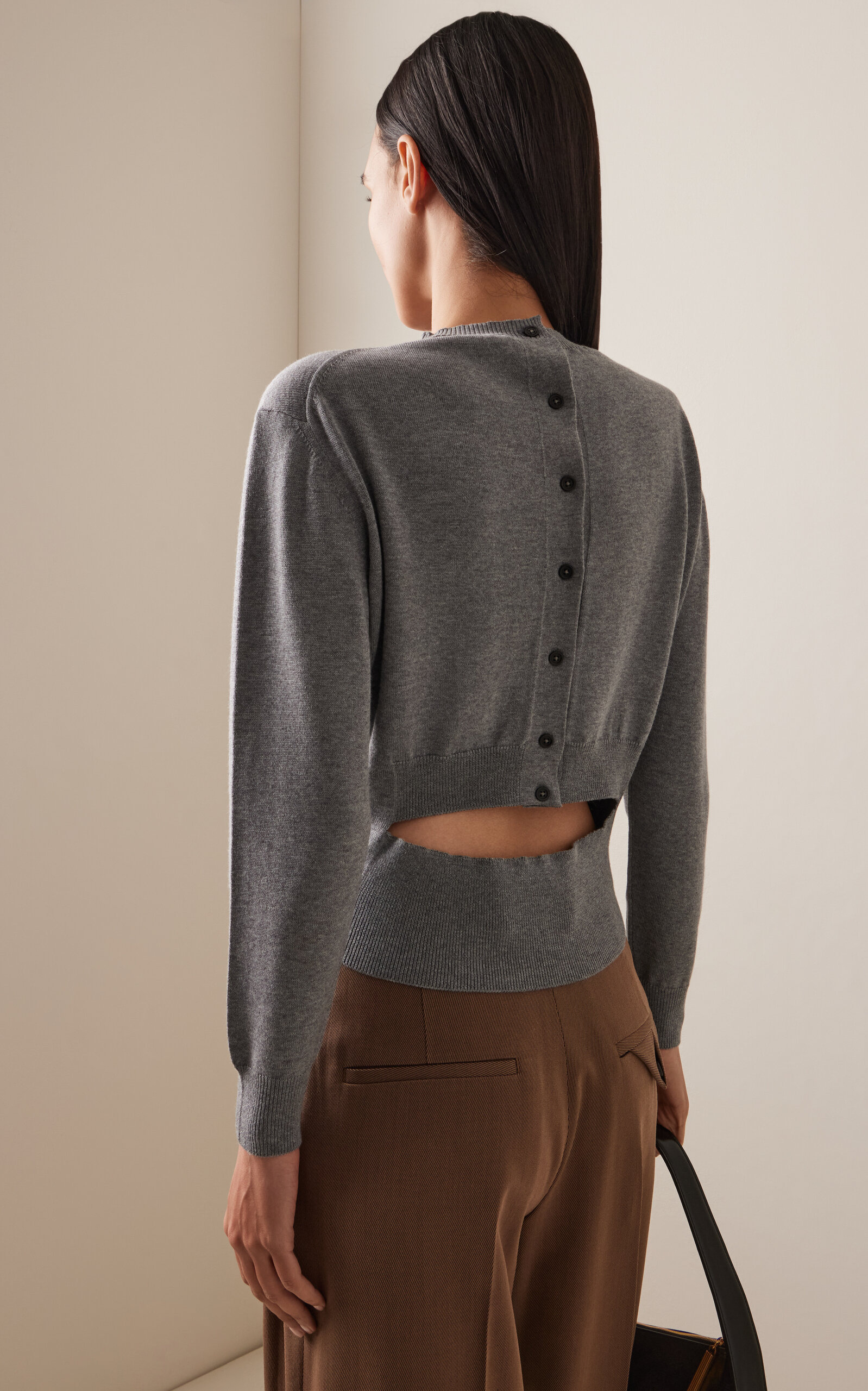 Trompe l'Oeil Wool-Cotton Cardigan grey - 4