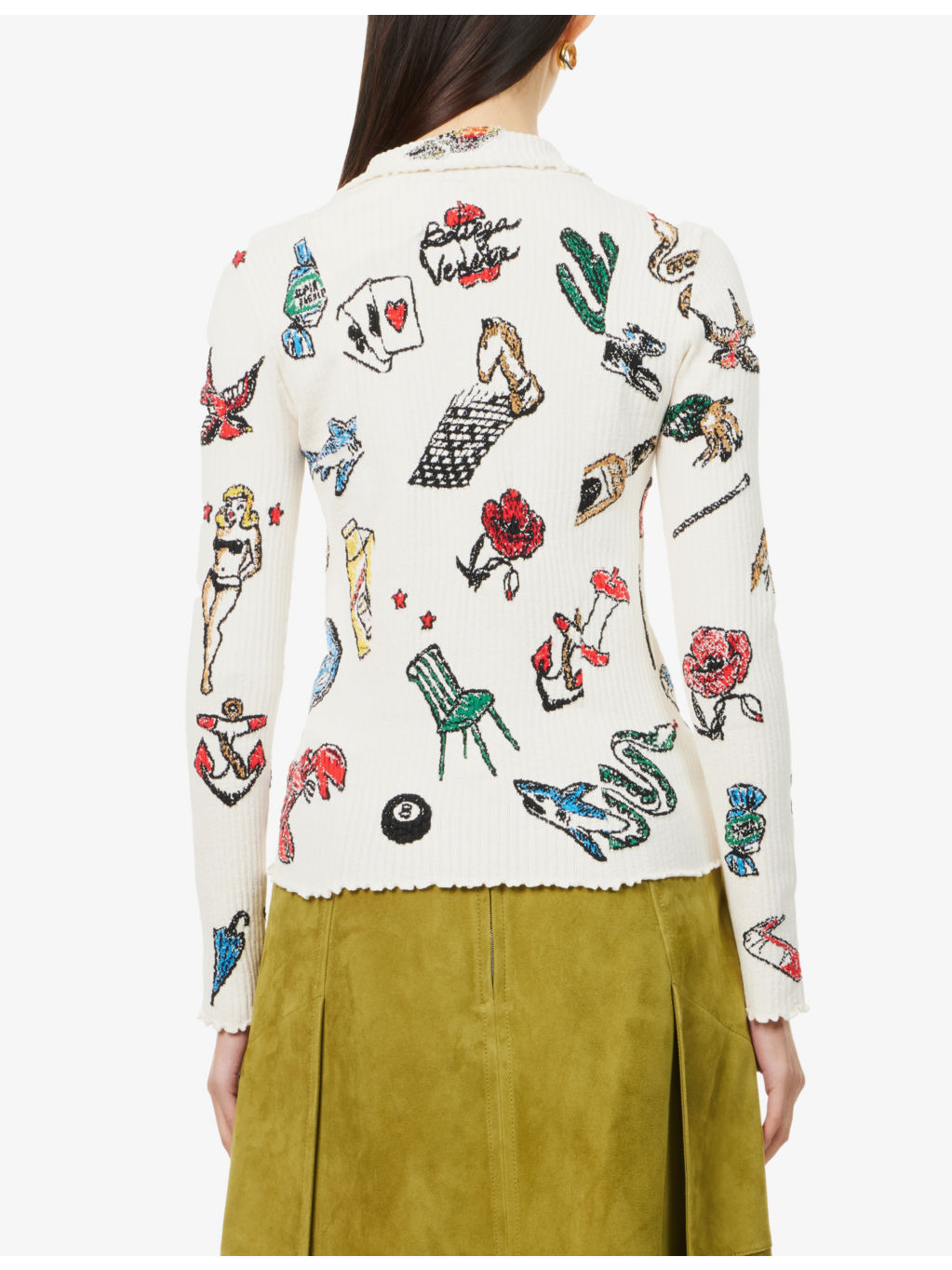 Graphic-print high-neck knitted top - 4