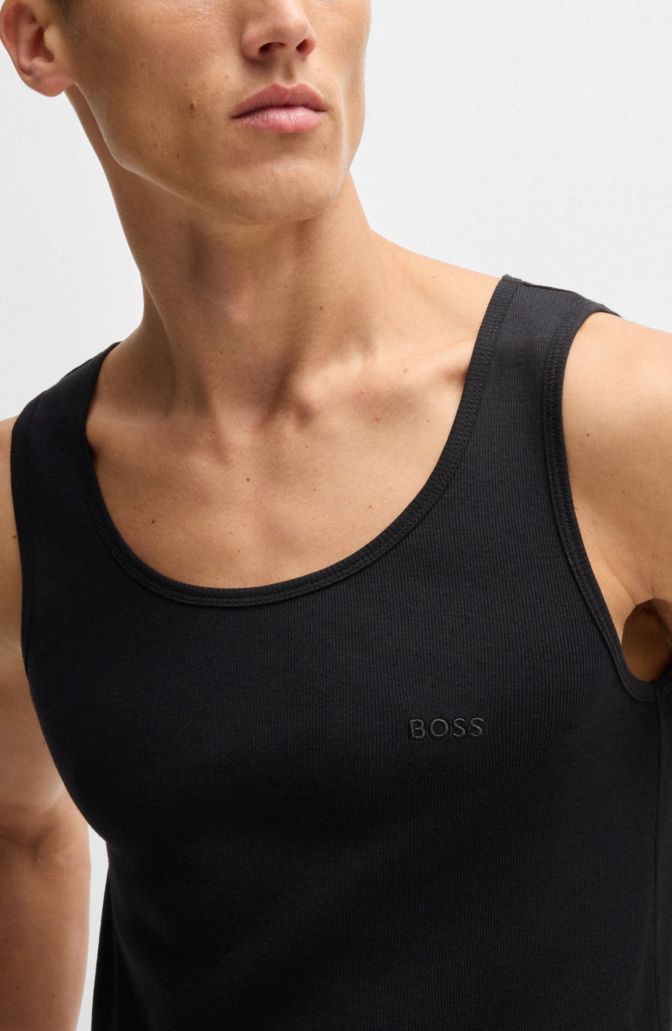 BOSS 3-Pack Ribbed Cotton Tanks in Black at Nordstrom - 3