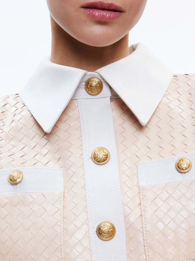 KINLEY WOVEN VEGAN LEATHER JACKET 5