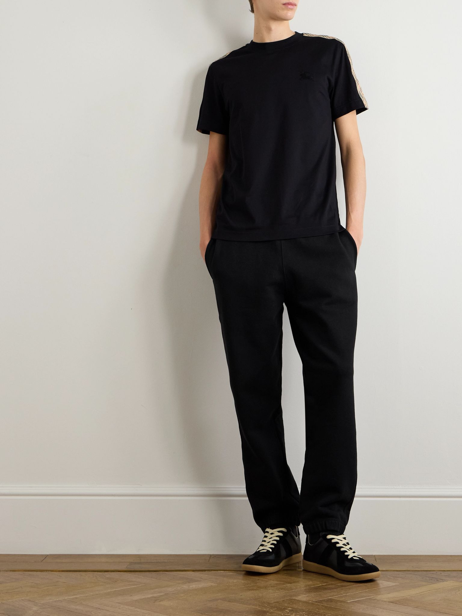 Tapered Logo-Appliquéd Cotton-Jersey Sweatpants Black - 2