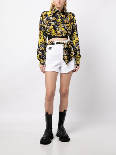 VERSACE JEANS COUTURE Barocco-scarf denim shorts outlook