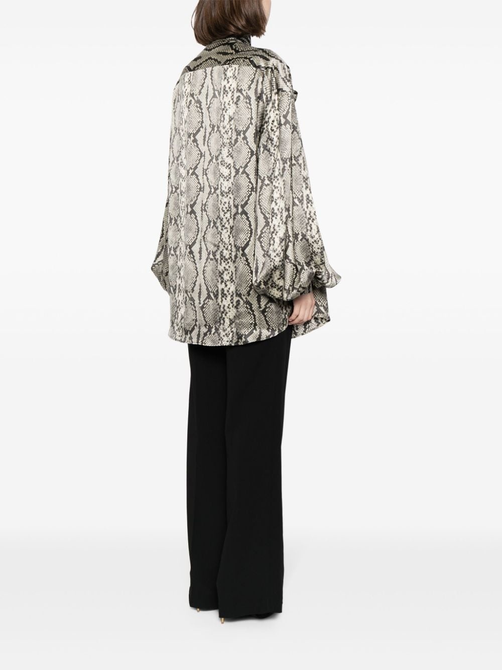 snakeskin-print silk blouse - 4