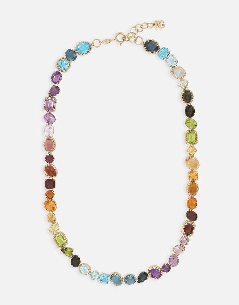 Rainbow necklaces in yellow gold 18kt with multicolor gemstones 1