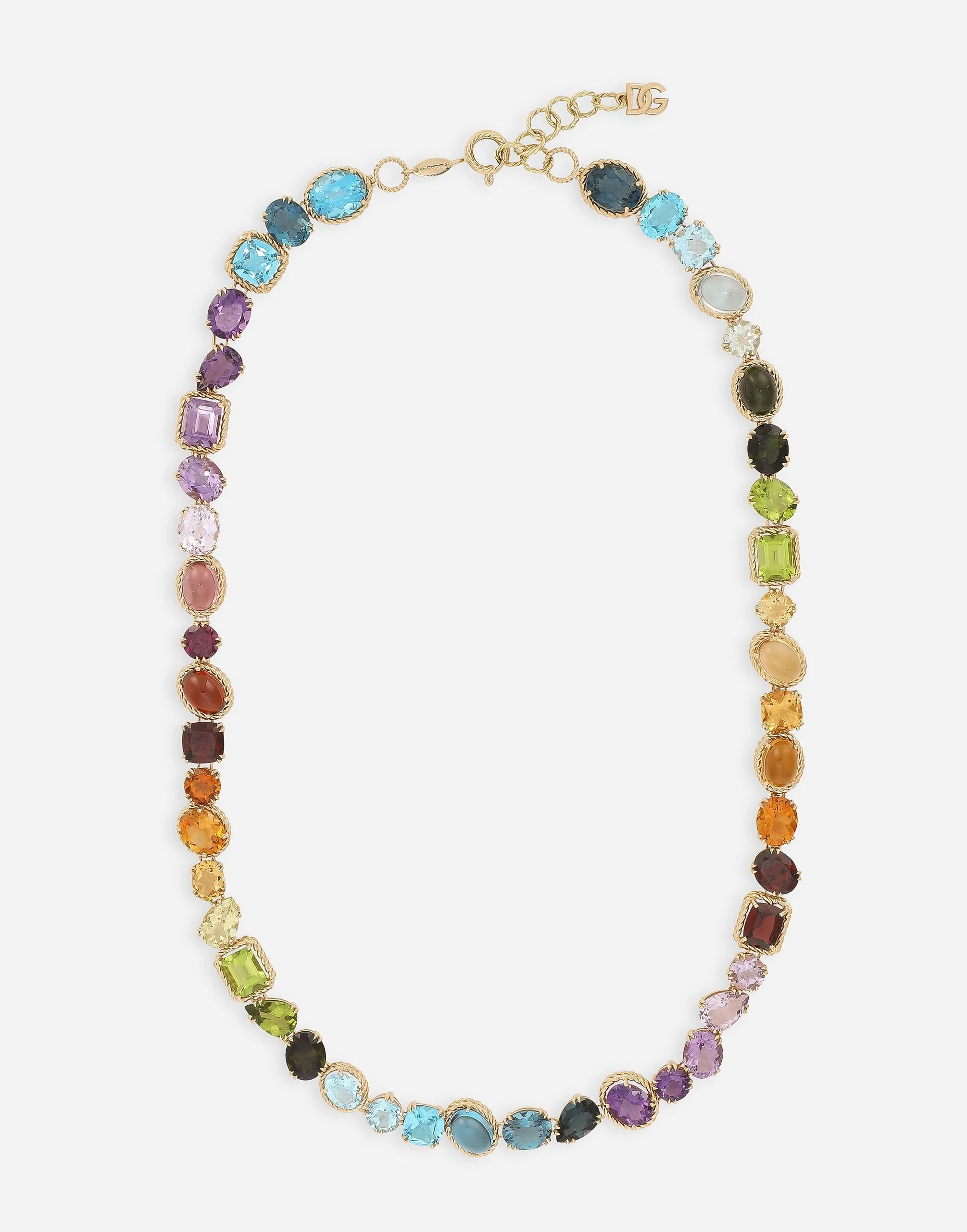 Rainbow Necklace 18-carat yellow gold and multicolored gems - 1