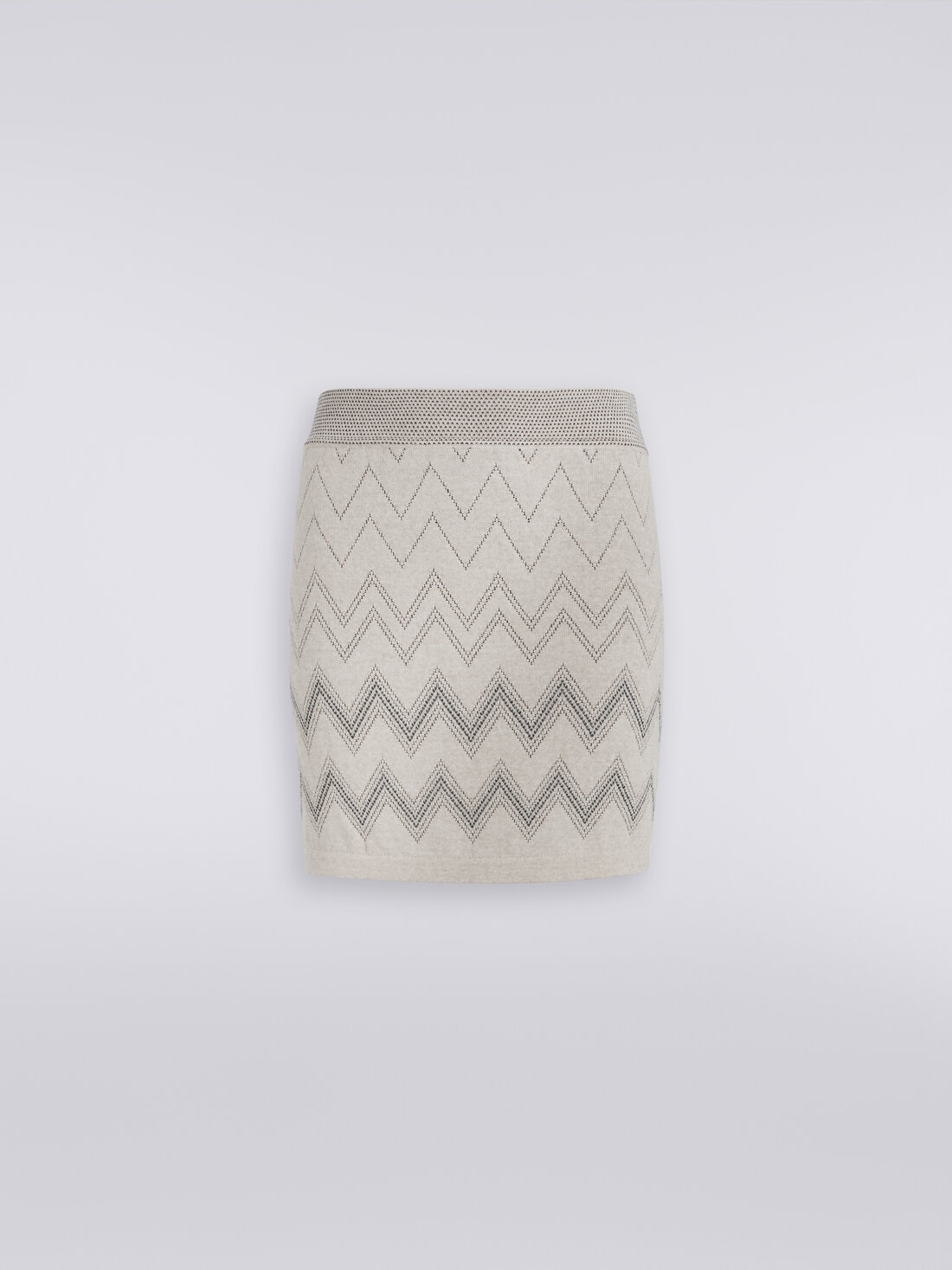 Wool and viscose miniskirt with zigzag pattern and lurex - 1