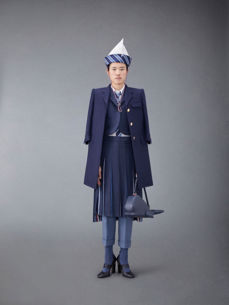 Wool Flannel Roped Shoulder Chesterfield Coat 5