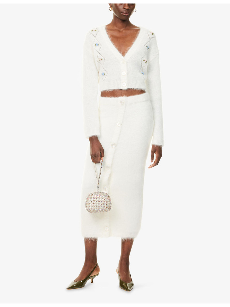 Alessandra Rich Carded Brushed Wool-Blend Midi Skirt outlook