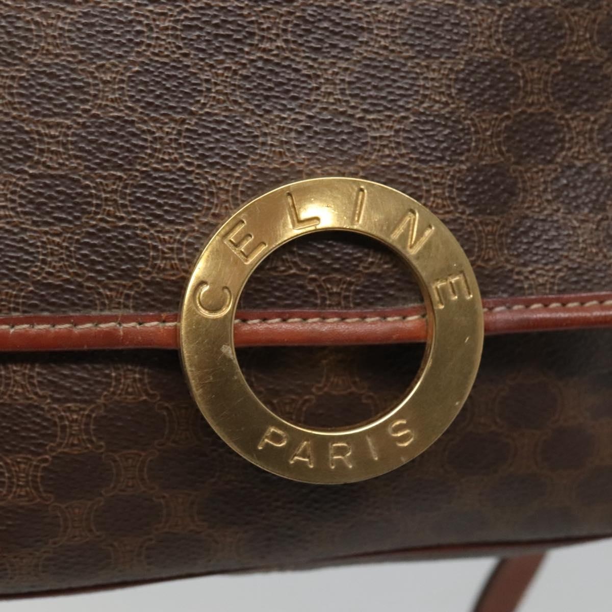 CELINE Macadam Canvas Shoulder Bag Pvc Brown Gold - 14