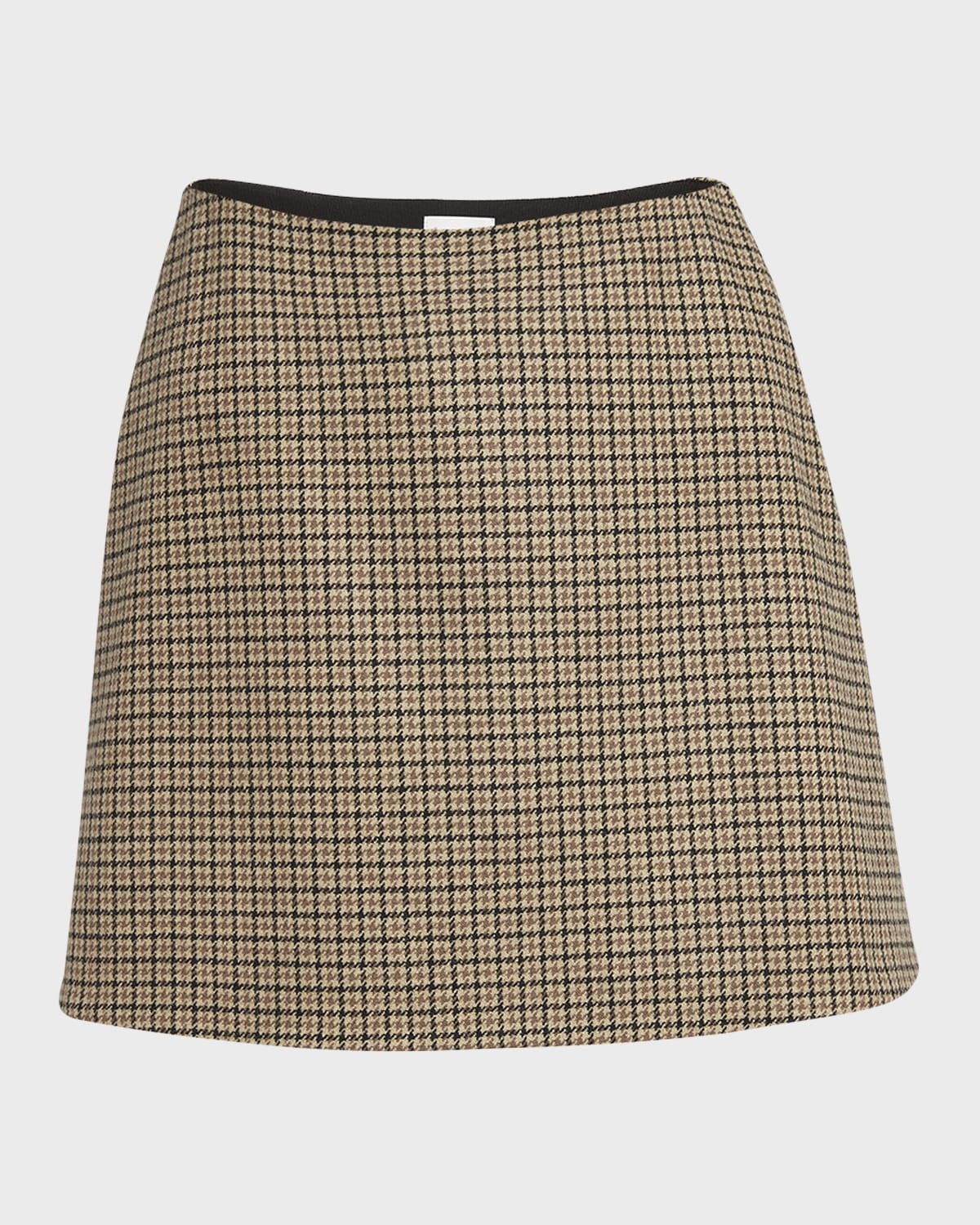 Houndstooth Plaid Mini Skirt - 1