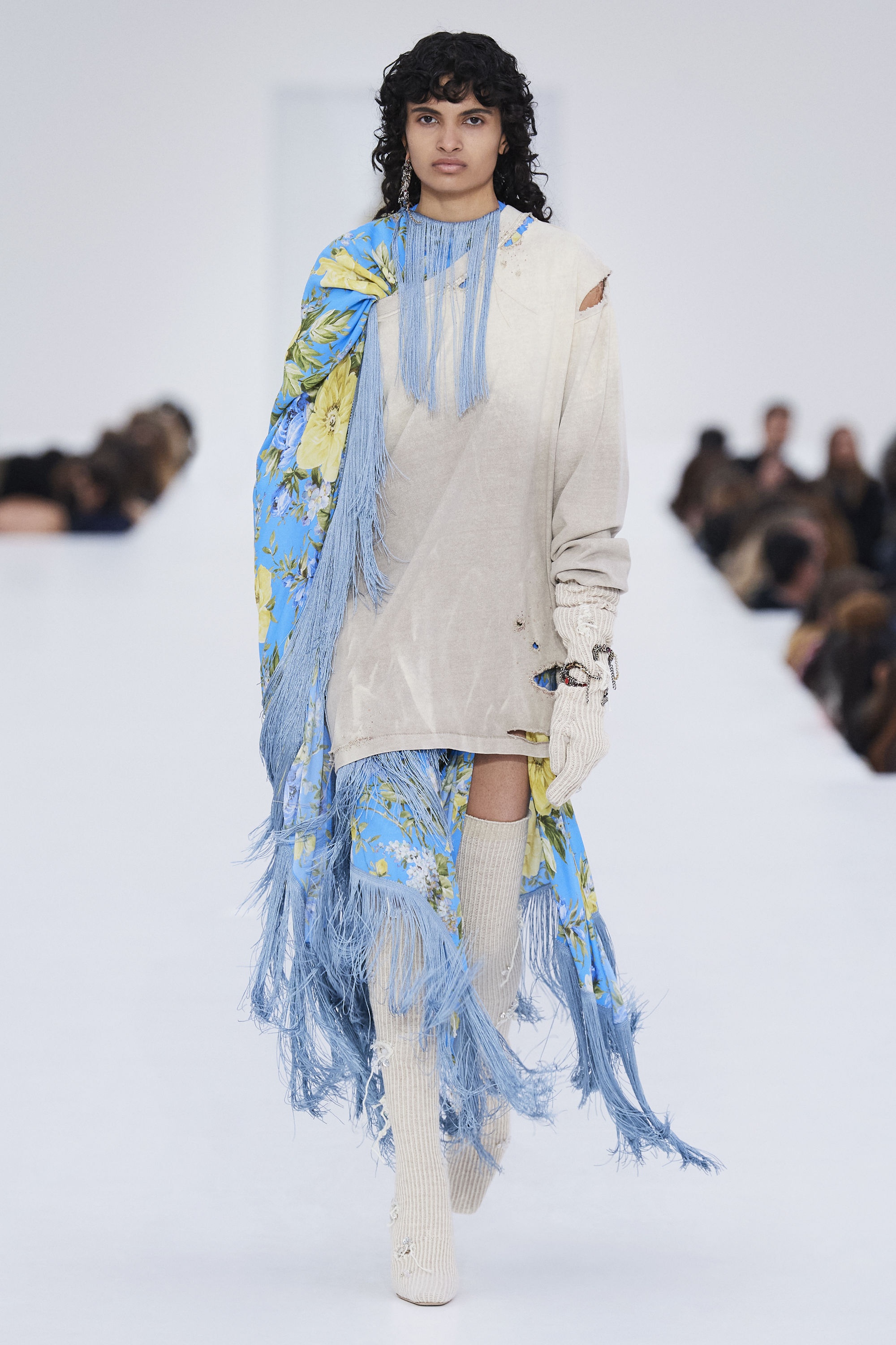 Flower print fringe dress - Blue - 3