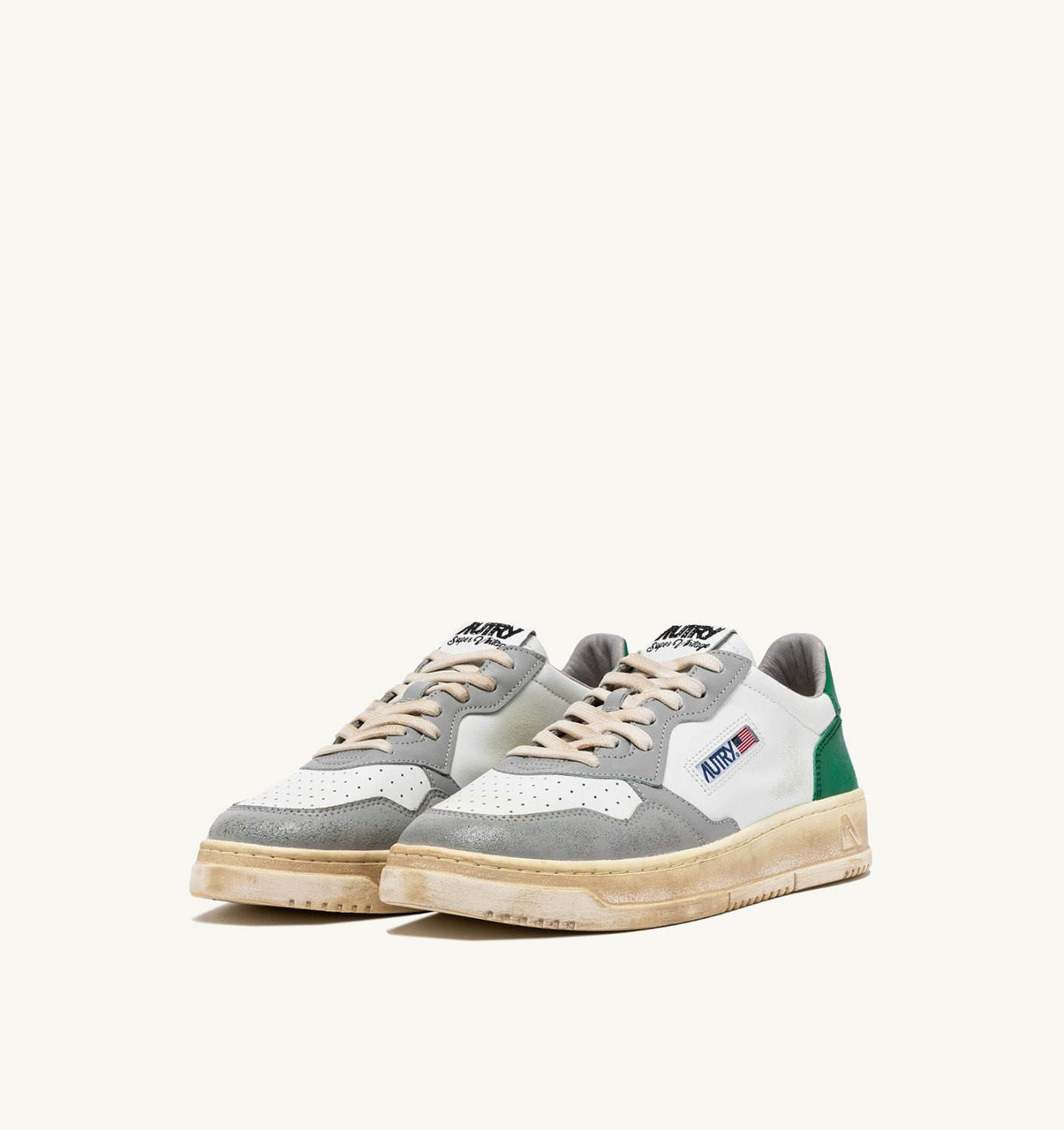 MEDALIST LOW SUPER VINTAGE SNEAKERS IN WHITE GREEN AND GRAY - 2
