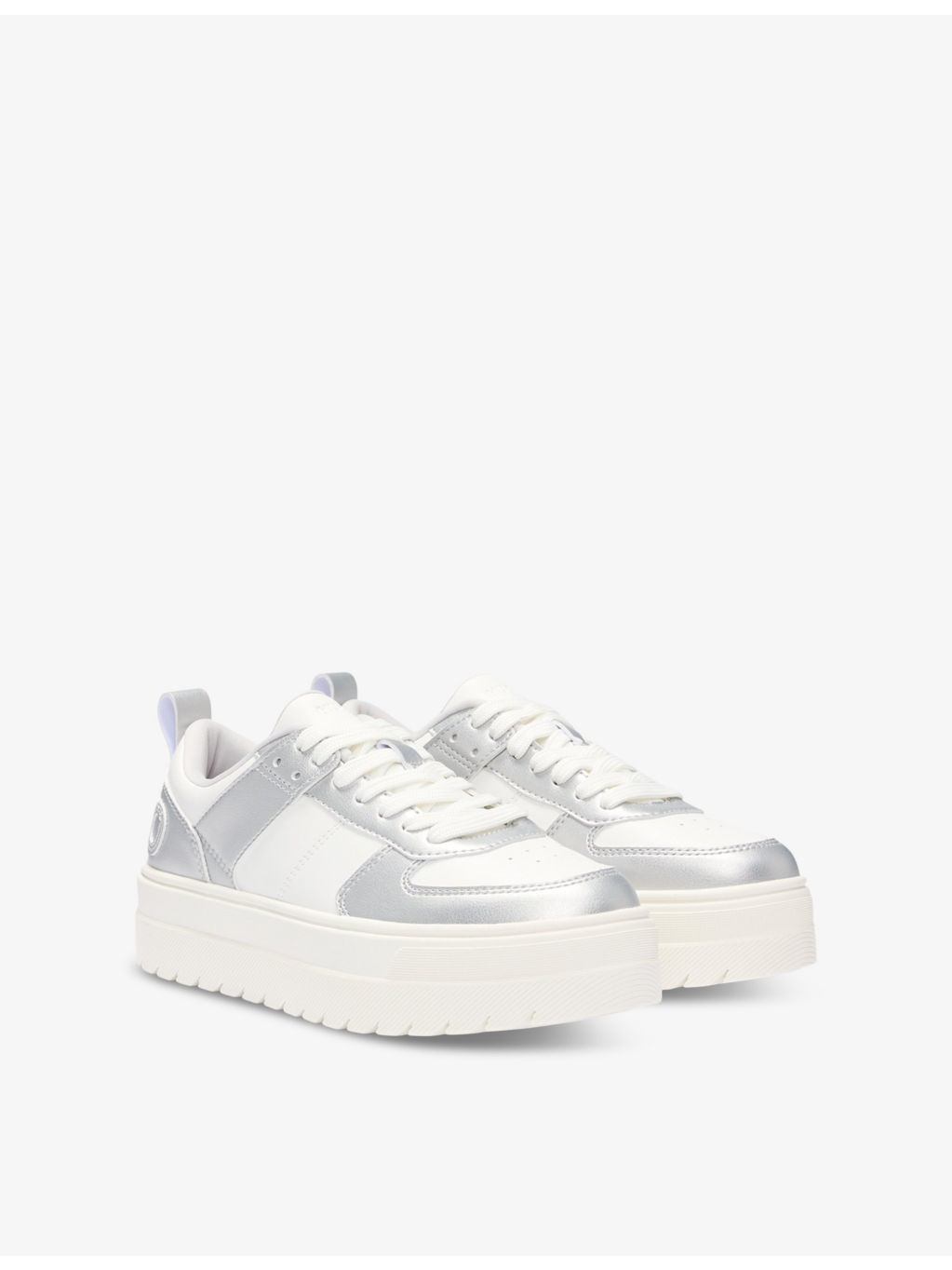 Branded metallic-panel faux-leather low-top trainers - 3