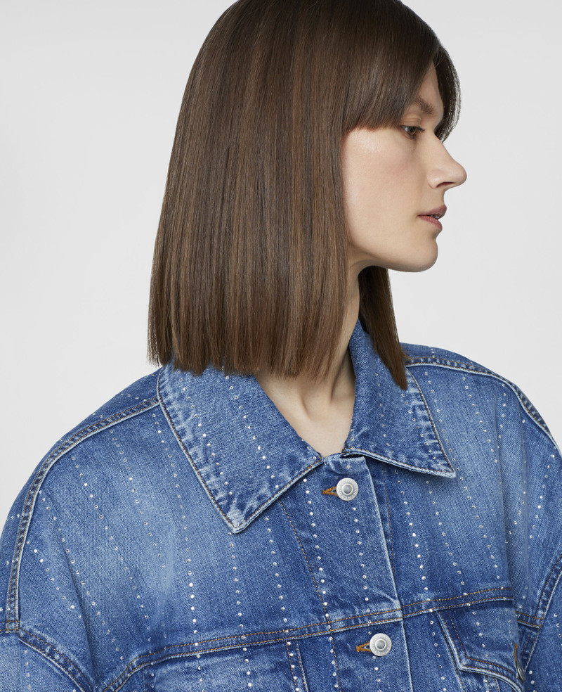 Diamanté Striped Oversized Denim Jacket 4