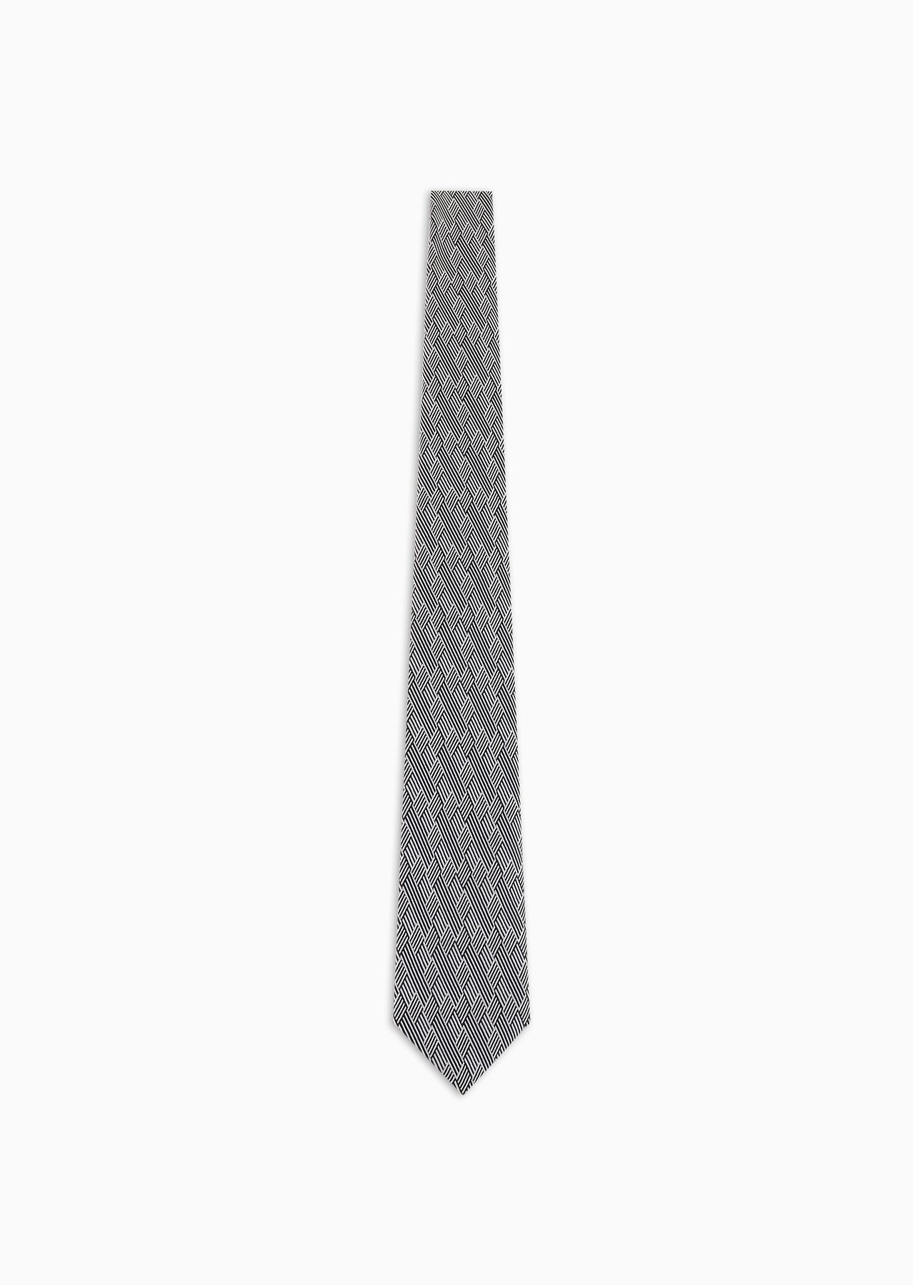 Pure silk tie with jacquard op-art motif - 1