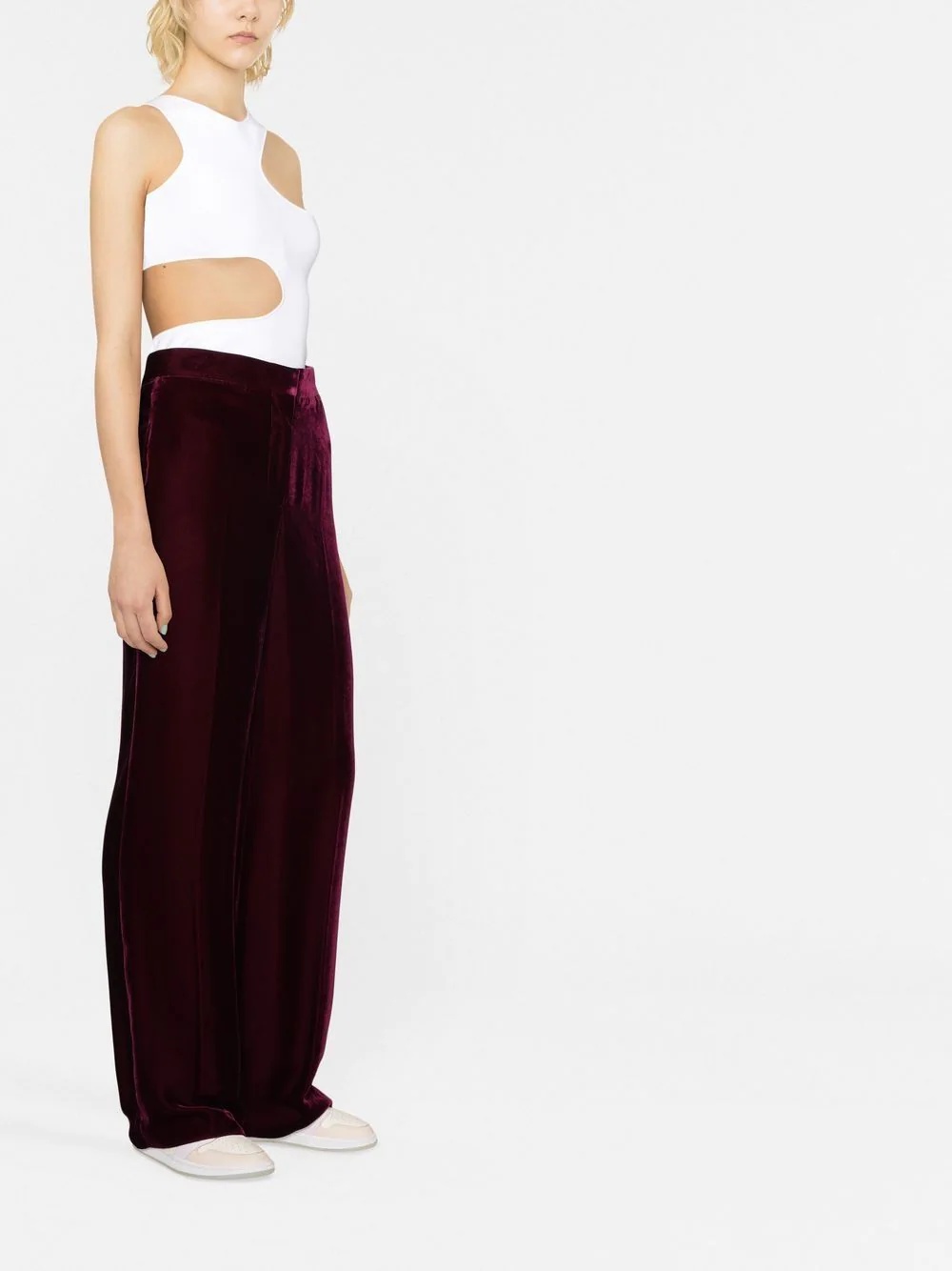 wide-leg velvet trousers - 3