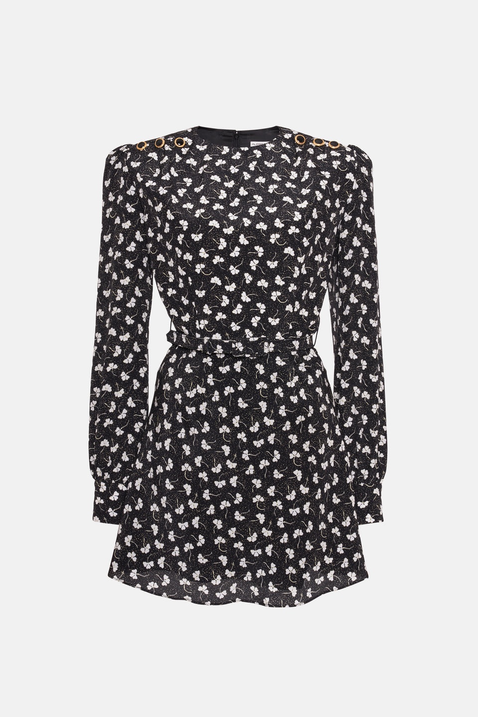 CLOVER PRINT SILK MINI DRESS WITH BELT - 1