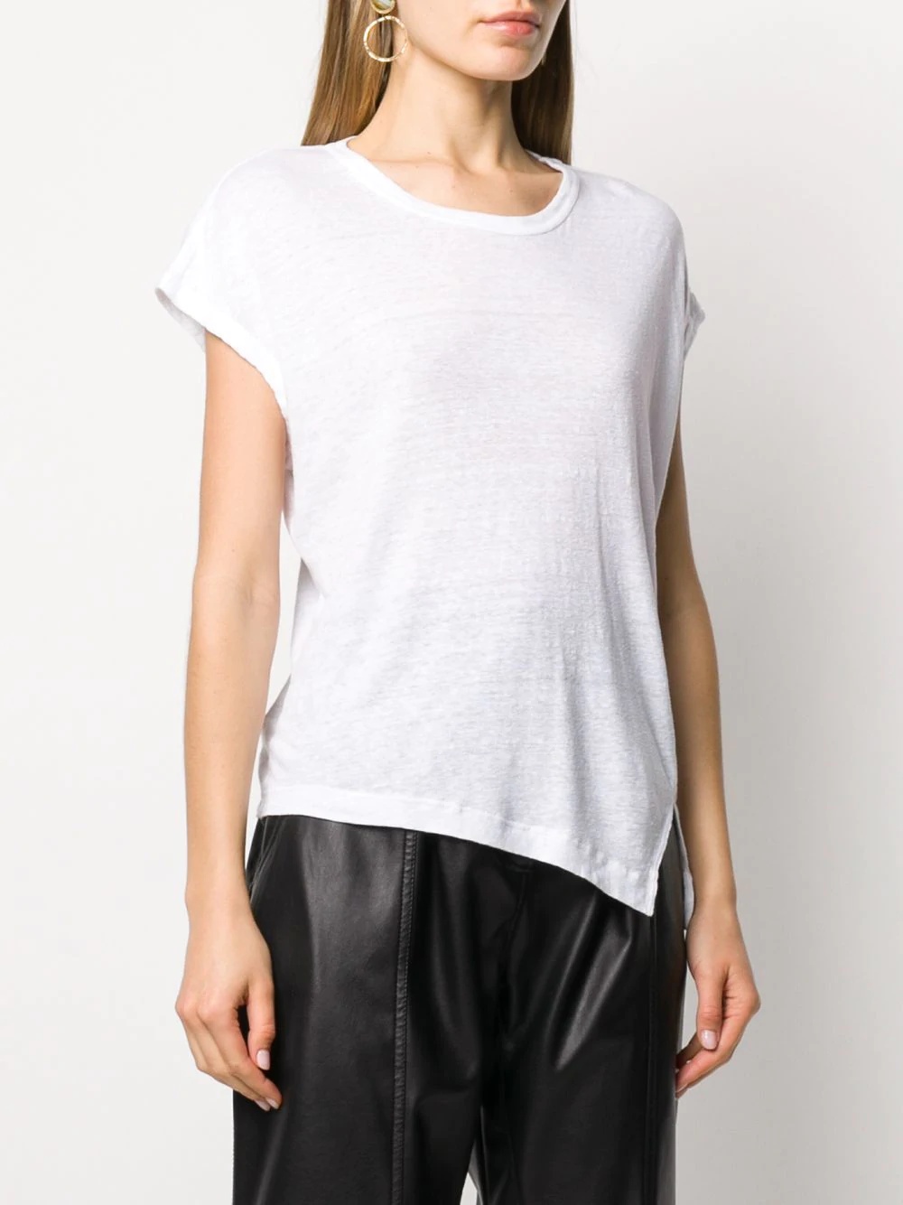 asymmetric hem T-shirt - 3