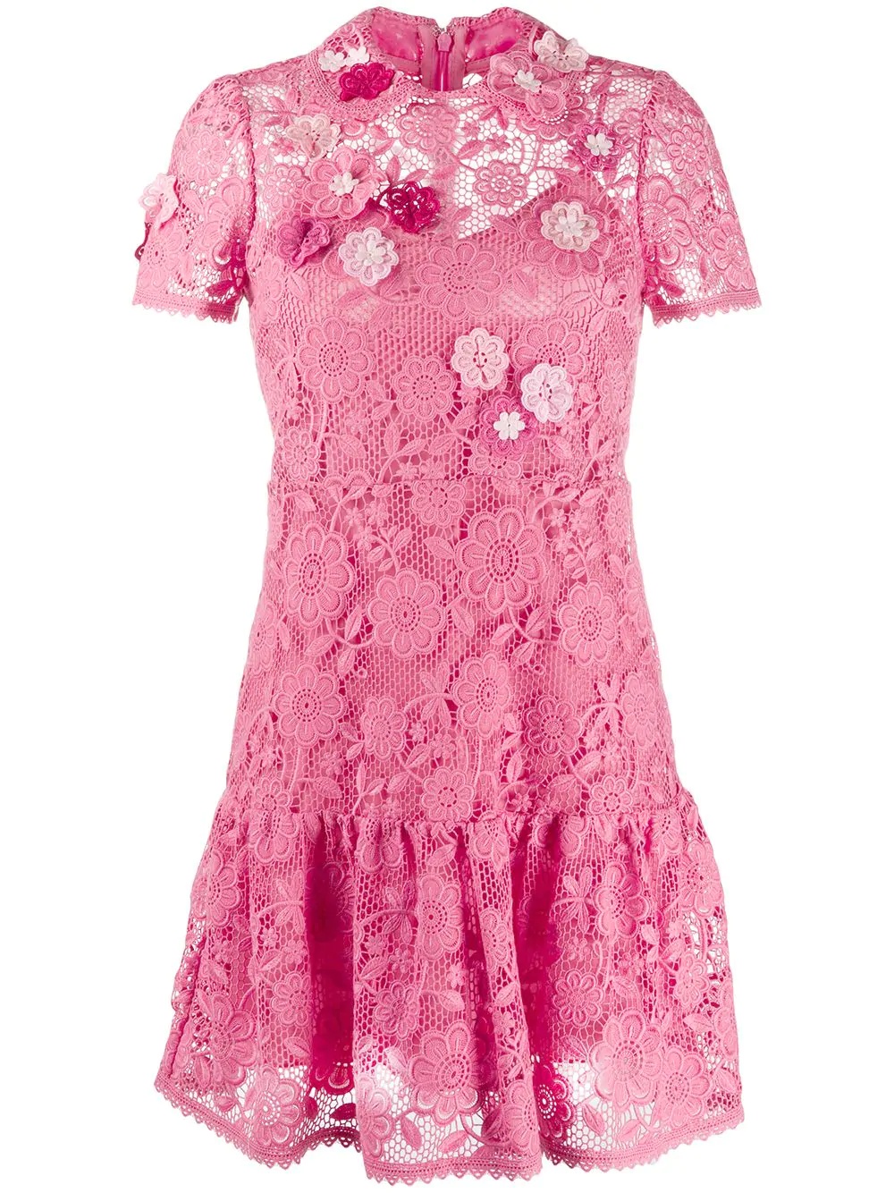 floral embroidered macrame mini dress - 1