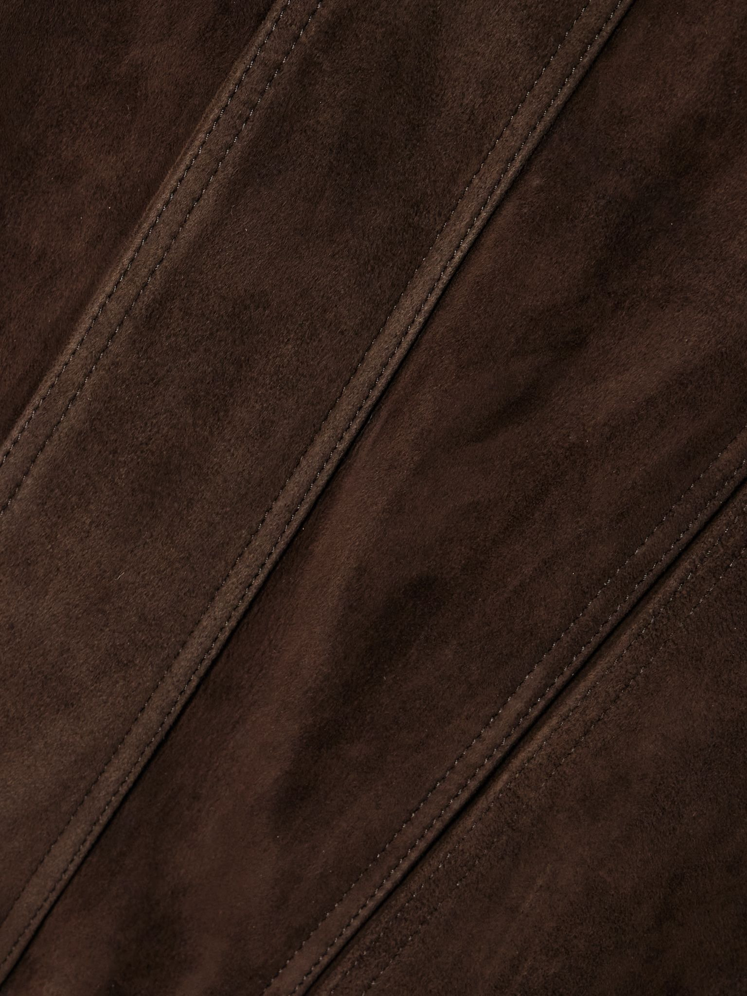 Dalma leather-trimmed suede bomber jacket Chocolate - 6