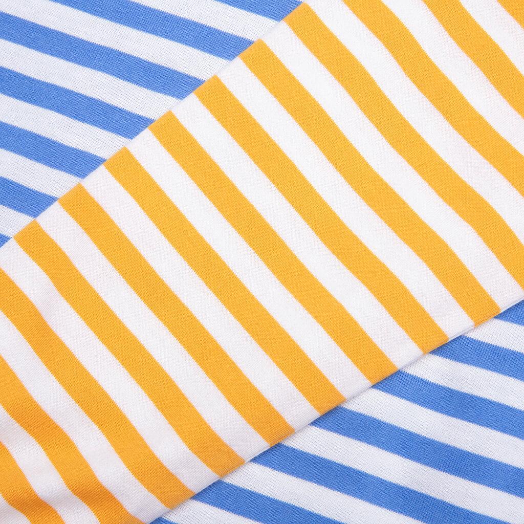 COMME DES GARCONS PLAY BI-COLOR STRIPE T-SHIRT - BLUE/YELLOW - 4