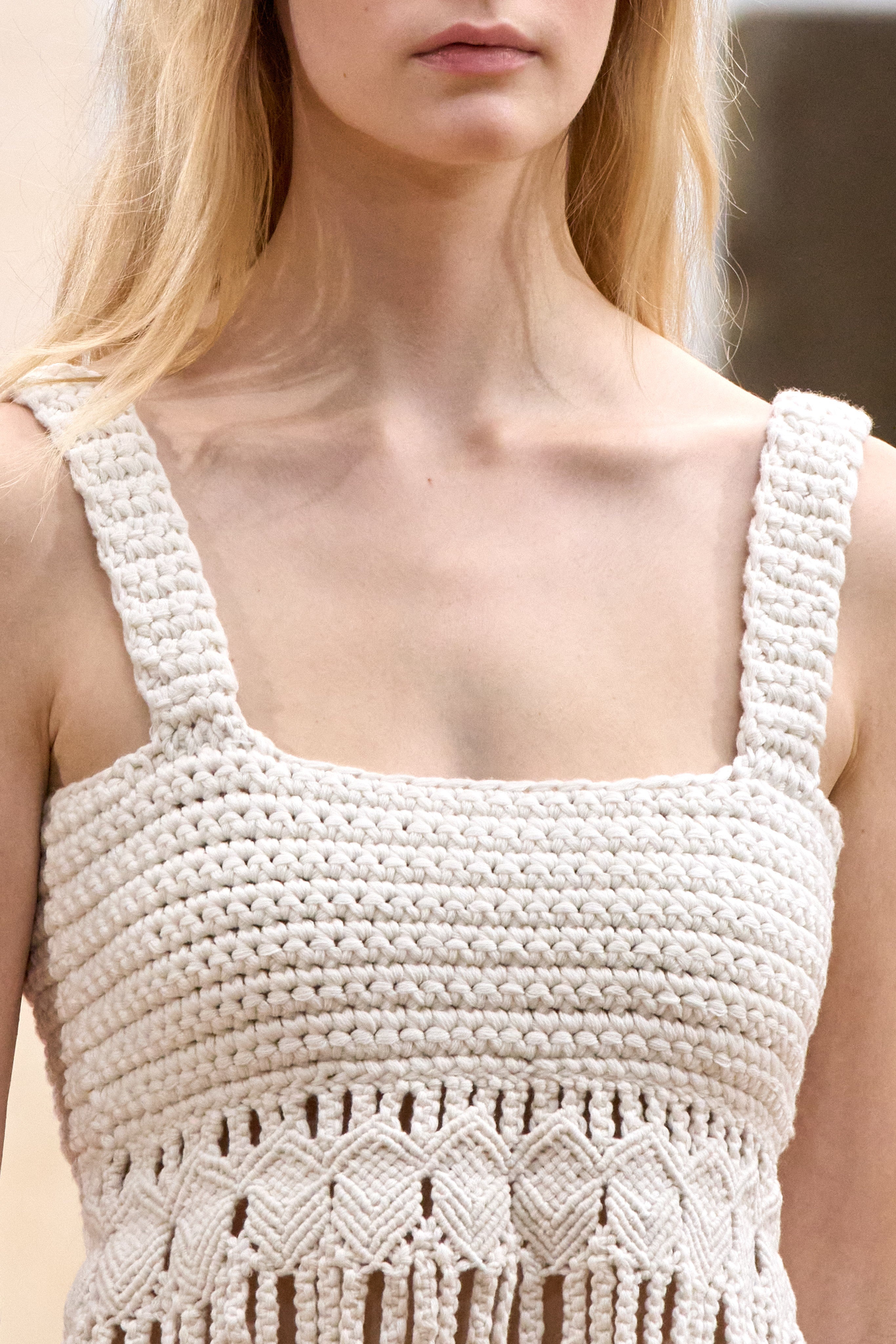 Lilea Fringe Crochet Top in Ivory Cashmere - 3