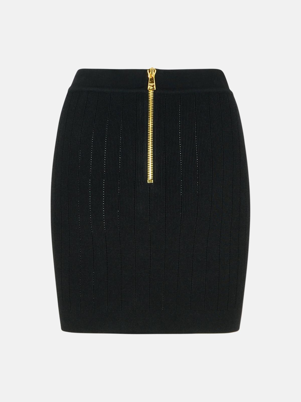 Balmain Black Viscose Blend Skirt