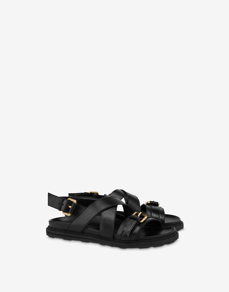 SANDALS IN CALF LEATHER WITH BUCKLES 1
