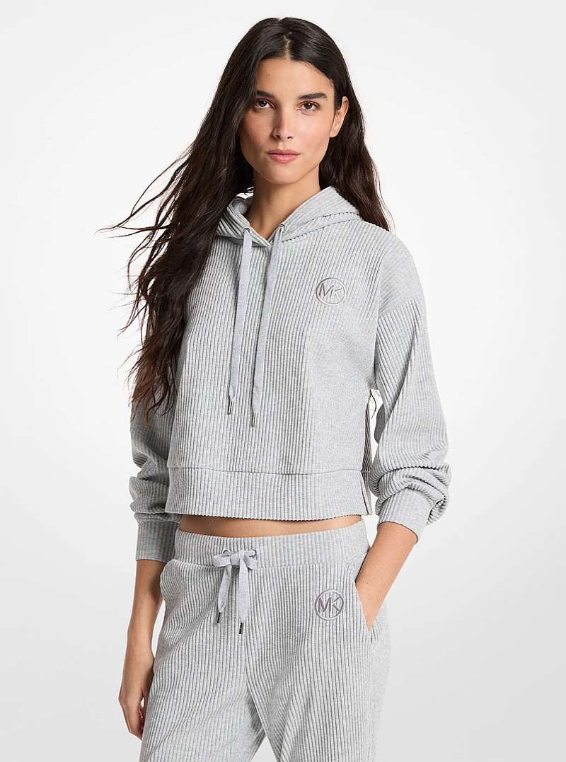 Ribbed Knit Hoodie 1