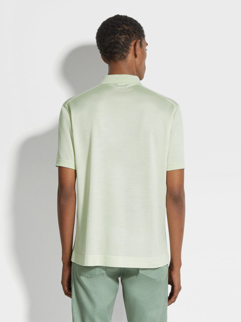 LIGHT AQUA GREEN ZEGNA SILK POLO SHIRT 5