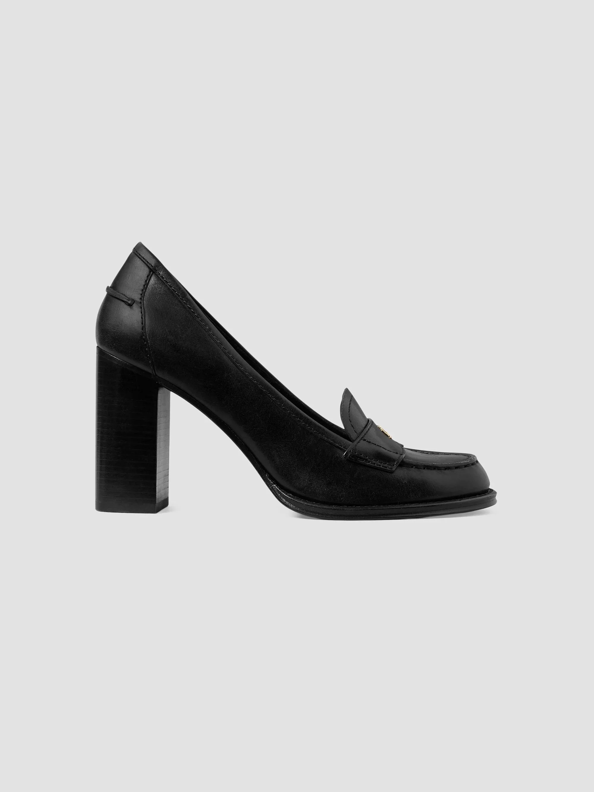 Women's 85MM Leather Loafer Pumps - Black - 1