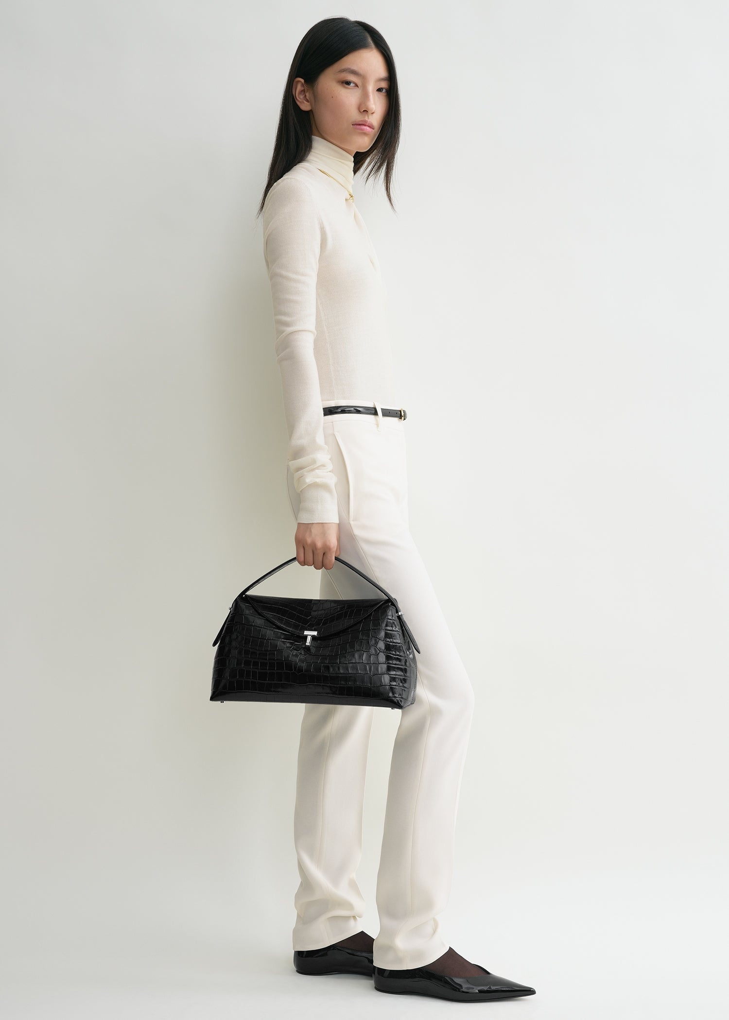 T-lock top handle black croco - 2
