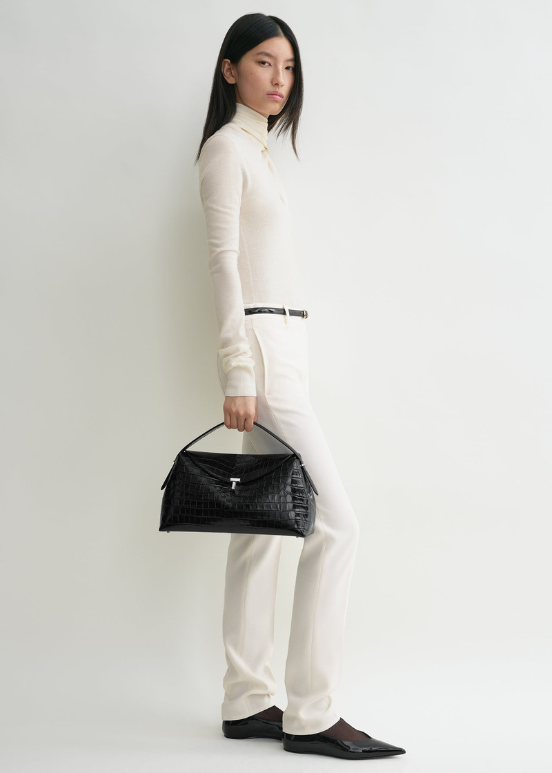 Totême T-lock top handle black croco outlook