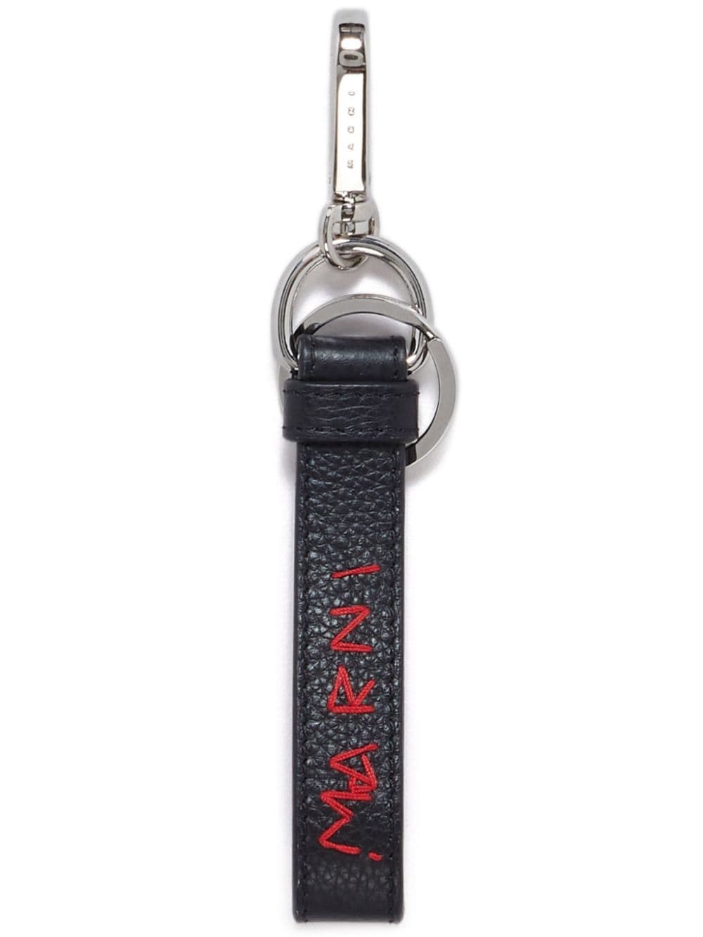 logo-embroidered leather keyring - 1