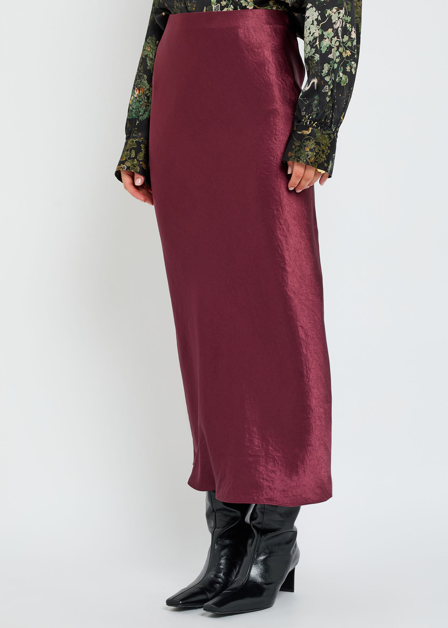 Vince Satin Crinkled Midi Skirt - 2