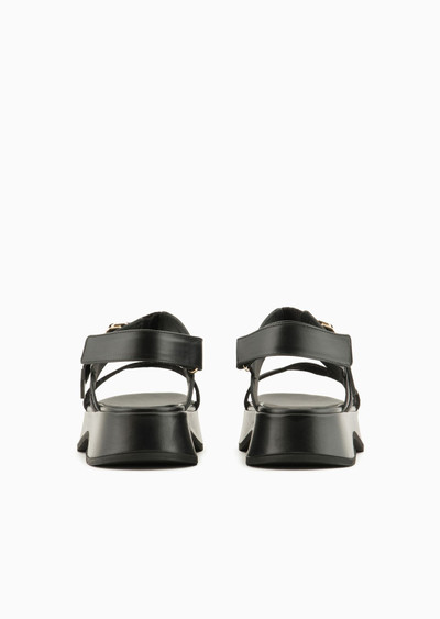 EMPORIO ARMANI Leather wedge sandals outlook