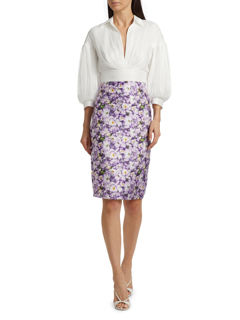 Women's Pieced Knee-Length Cocktail Dress - Lilac Multi 3