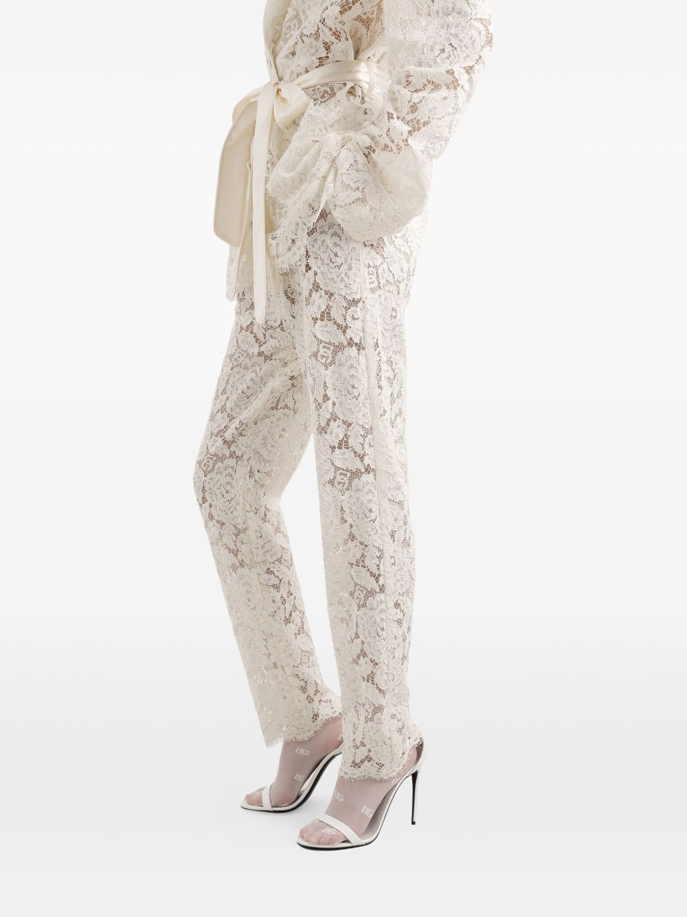 lace-detailing trousers - 4