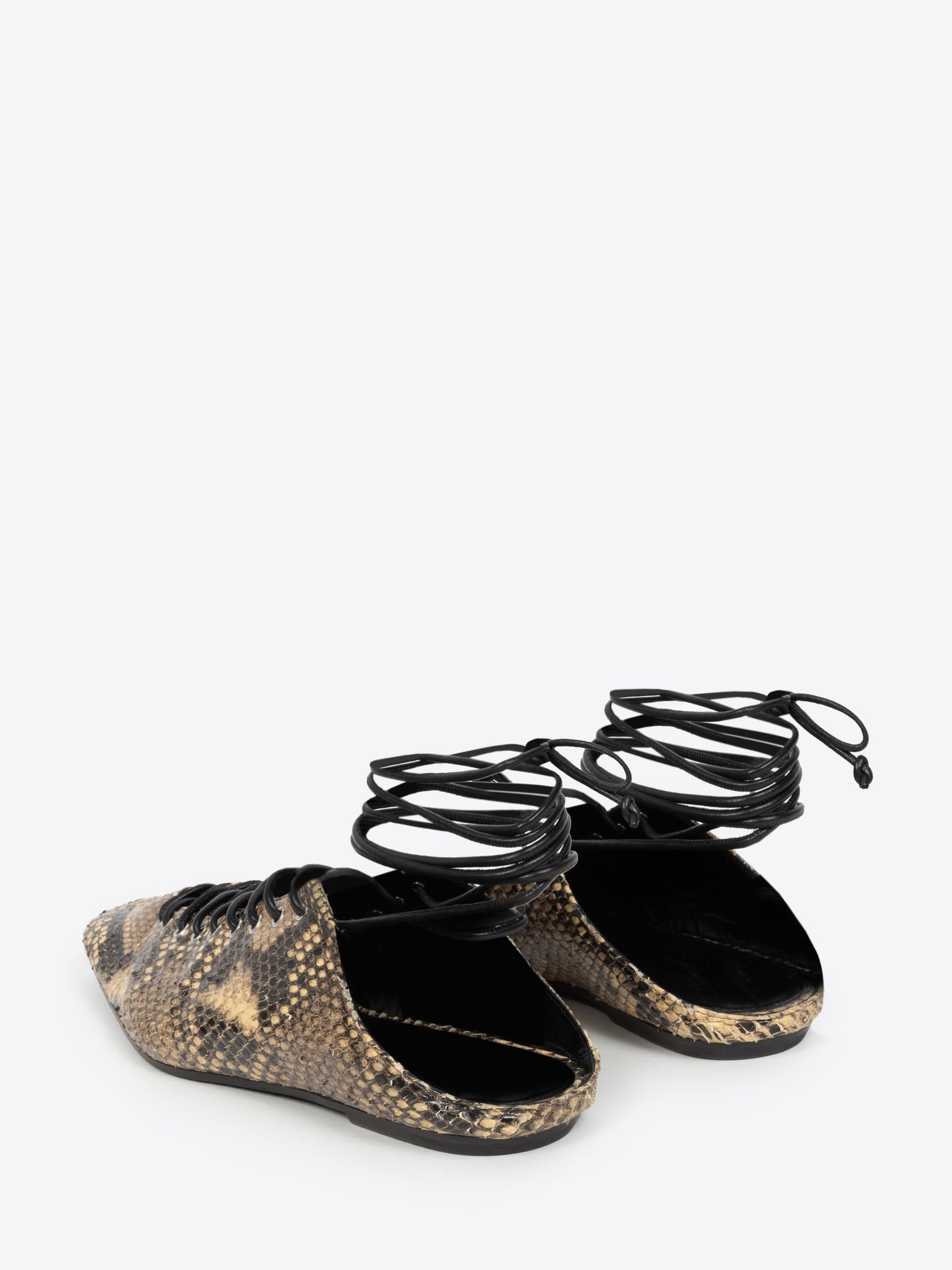 LEATHER LACE UP FLATS - 4