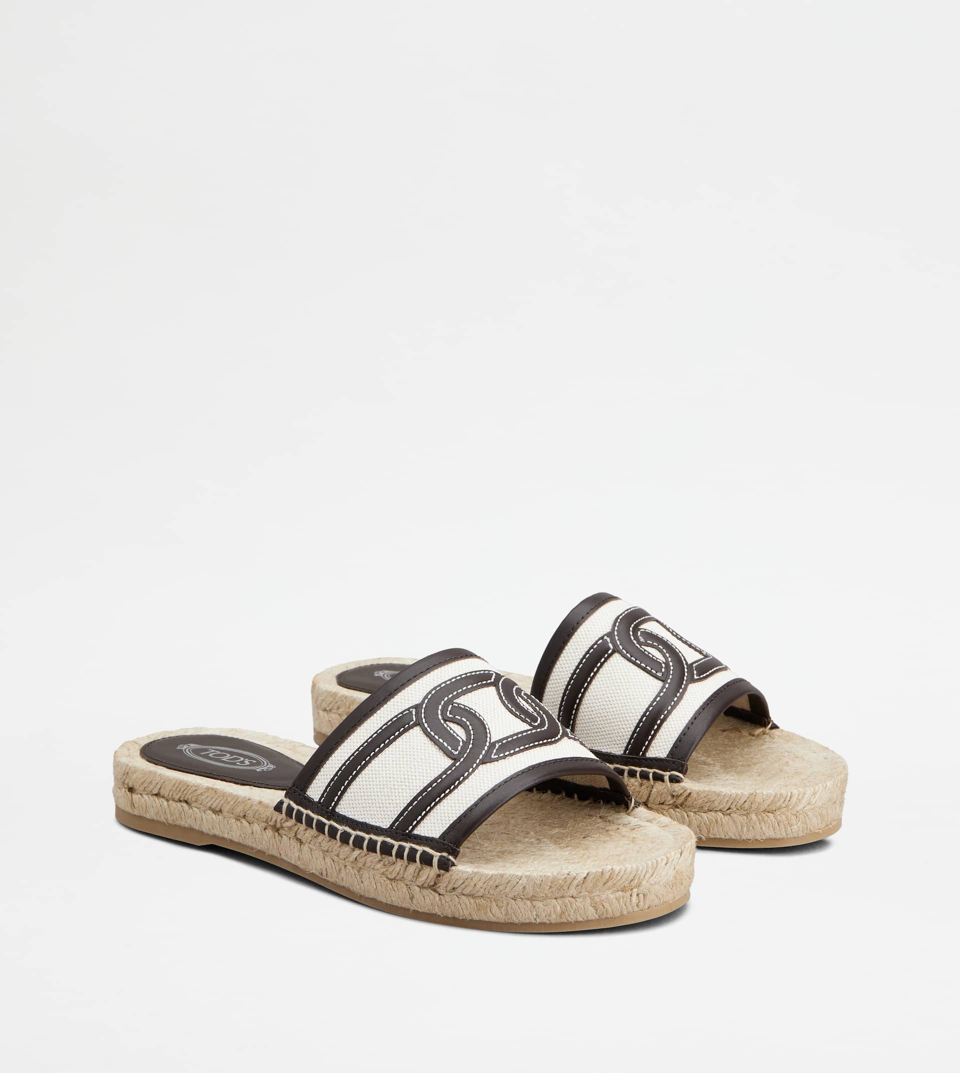 KATE SANDALS IN CANVAS AND LEATHER - WHITE, BLACK - 3